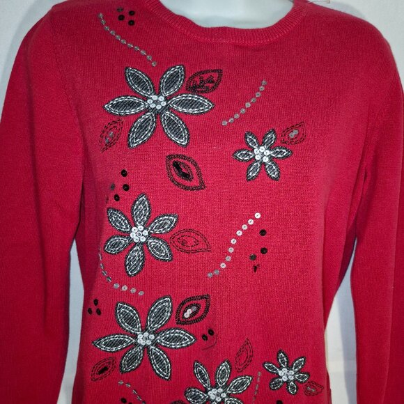 ALFRED DUNNER pretty Bling Sweater top, Red in size Medium-P - Picture 9 of 12